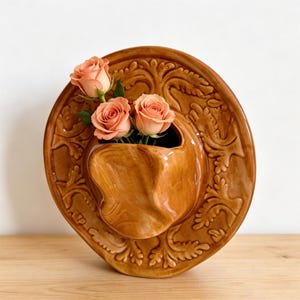 Ceramic Cowboy Hat Vase,Flower Display Vases,Center Piece Vase,Modern Decorative Vase,Minimalist Unique Home Decor,Wedding Gifts For Friends