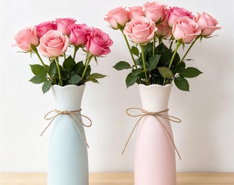 Pastel Ceramic Vase,Rustic Farmhouse Flower Vase,Modern Minimalist Vase,Ceterpiece For Table,Elegant Boho Home Decor,Perfect Gifts For Her