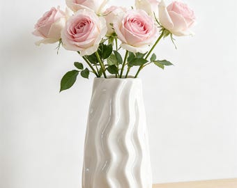 Wavy Abstract Ceramic Vase,Modern Minimalist Vase,Boho Wabi Sabi Home Decor,Neutral Home Decor,Rustic Vase,Boho Home Table Decor for Flowers