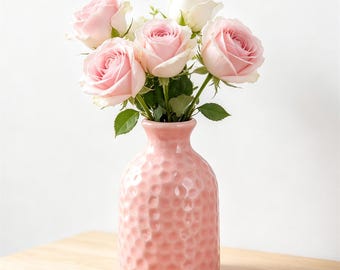 Small Hammered Ceramic Vase,Mini Textured Vase,Modern Aesthetic Table Decor,Tiny Porcelain Vase for Flowers,Desktop Minimalist Decor Vase