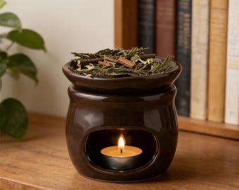 Essential Oil Burner, Pottery Aromatherapy Diffuser, Handmade Stoneware Oil Burner, Ceramic Oil Melter, Zen Home Decor Gifts For Friends