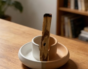 Ceramic Palo Santo and Incense Burner Dish, Modern Meditation Decor, Minimalist Ceramic Incense Holder, Round Incense Stick Holder Gifts