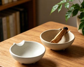 Ceramic Palo Santo Holder, Modern Minimalist Smudge Bowl, Homemade Incense Burner Tray, Meditation Home Decor, Spiritual Cleansing Gift