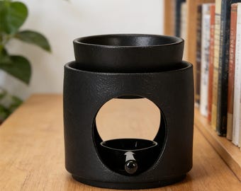 Ceramic Oil Burner with Removable Dish,Handmade Ceramic Pottery,Minimalist Aromatherapy Holder,Home Fragrance Burner,Zen Home Decor Gift