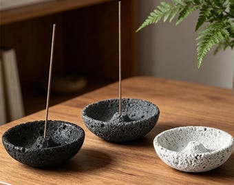 Minimalist Volcanic Texture Incense Holder Dish,Wabi Sabi Incense Holder,Concrete Ash Catcher Bowls,Modern Zen Home Decor,Meditation Yoga