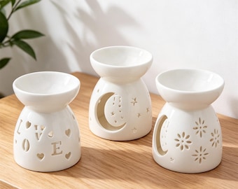 Ceramic Cutout Wax Melt Burner,Aesthetic Oil Burner,Aromatherapy Essential Oil Diffuser,Oil Melter,Cozy Home Decor,Valentine's Day Gift