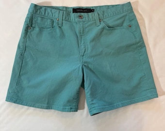 Teal Mid Rise Denim Shorts Sz 12 Vintage Calvin Klein Mom Retro 90s Coastal