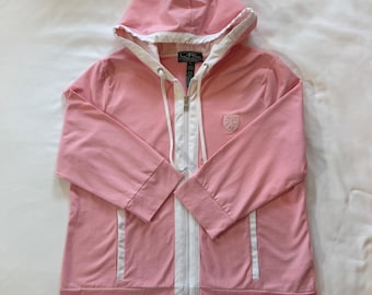 Lauren Ralph Lauren Active Pink Full Zip Hoodie Vintage Crest Logo Size XL