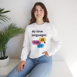 Meine Liebe Sprachen JS Php C# Sweatshirt | Programmierer Coder Tech Humor