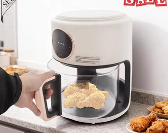 Freidora de aire digital de vidrio con cesta transparente - 4,5 cuartos de galón - Cocina saludable sin aceite