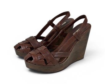 Unique Miu Miu sandals with wooden wedge vintage Fashion Archive EU 38.5