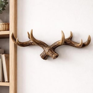 Gancio da parete vintage in corno di cervo americano - Gancio rustico per cappotti e cappelli in corno di cervo, decorazione da parete artigianale, regalo perfetto per inaugurazione della casa