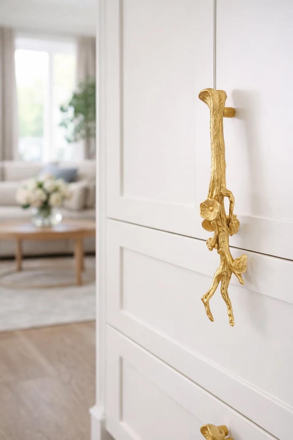 Creative Branch Brass Door Handle, Nature Inspired Cabinet Pull ...