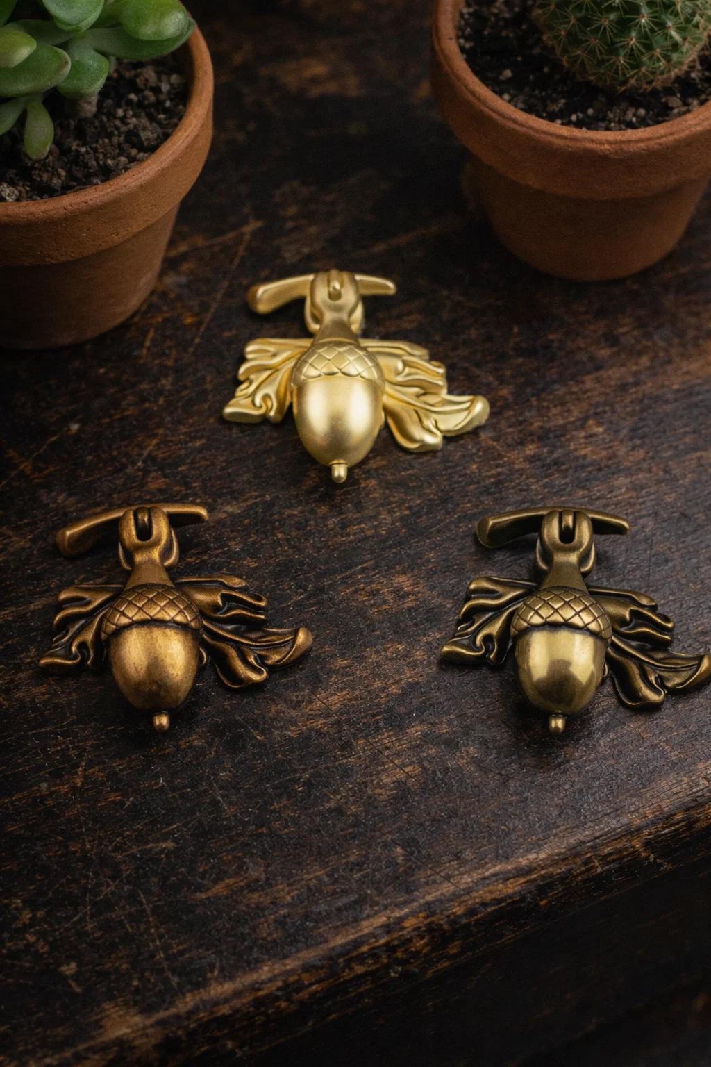Bionic Acorn Cabinet Pull, Single Hole Tri-color Drawer Handle ...