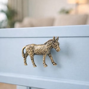 Poignée de porte d'âne fabriquée à la main en laiton - Décoration de ferme fantaisiste