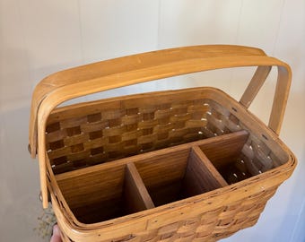 Vintage woven wood divided basket