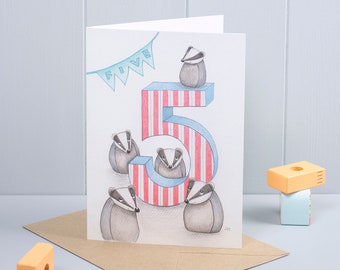 5th Birthday Badger Greeting Card