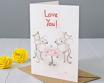 Anniversary, Wedding, Engagement Love Mouse Greeting Card