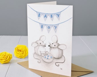 New Baby Boy Mouse Greeting Card