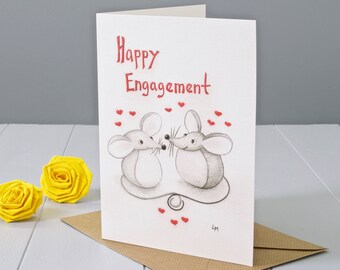 Engagement Love Mouse Greeting Card