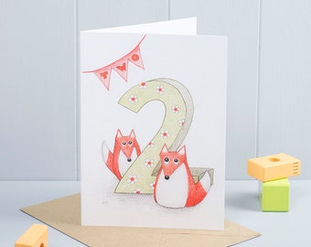 2nd Birthday Fox Greeting Card