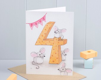 4th Birthday Mouse Greeting Card