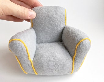 Downloadable miniature felt armchair sewing pattern