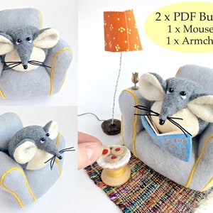 Miniatur Filz Maus und Sessel PDF Bundle Schnittmuster