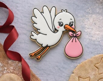 STL Stork Baby Cookie Cutter | Special Delivery Fondant Cutter | 11 Sizes digital download