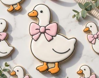 Tagliabiscotti a forma di oca con fiocco STL, file per biscotti per baby shower primaverile (download digitale)