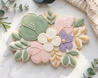 Boho Floral Cluster Cookie Cutter STL, Garden 3D Print File