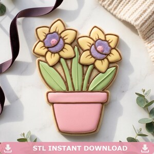 Påsklilja Blomkruka Kakutstickare STL-fil, digital nedladdning