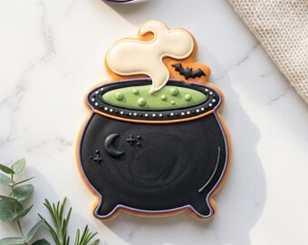 Bubbling Witch's Cauldron Cookie Cutter STL, Halloween 3D Print File