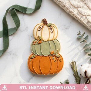 Harvest Pumpkin Stack Cookie Cutter STL, Fall 3D Print File