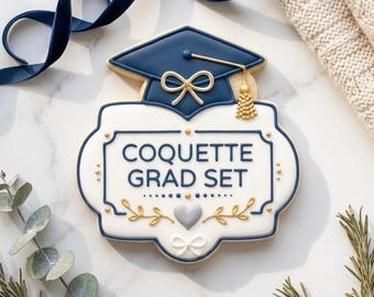 Coquette Grad Set Cookie Cutter STL, Graduation 3D Print File