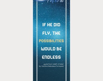 Celestial Eagle Bookmark, 'JUMP A Fable' Quote, Inspirational Stationery
