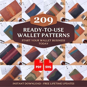 209 Leather Wallet Patterns Bundle | Complete Templates Pack for Leathercraft | PDF & SVG Download | Start Your Handmade Business Today