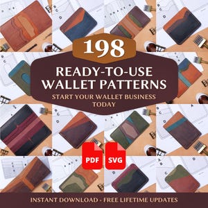 198 Leather Wallet Patterns Bundle | Complete Templates Pack for Leathercraft | PDF & SVG Download | Start Your Handmade Business Today