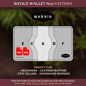 Leather Bifold Wallet No. 6 Pattern | PDF + SVG Leathercraft Template (Instant Download)