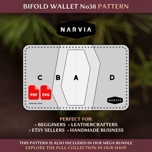 Leather Bifold Wallet No. 38 Pattern | PDF + SVG Leathercraft Template (Instant Download)