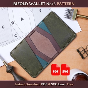 Leather Bifold Wallet Pattern No. 13 | DIY Leathercraft Template (PDF + SVG)
