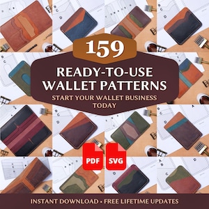 159 Leather Wallet Patterns Bundle | Complete Templates Pack for Leathercraft | PDF & SVG Download | Start Your Handmade Business Today