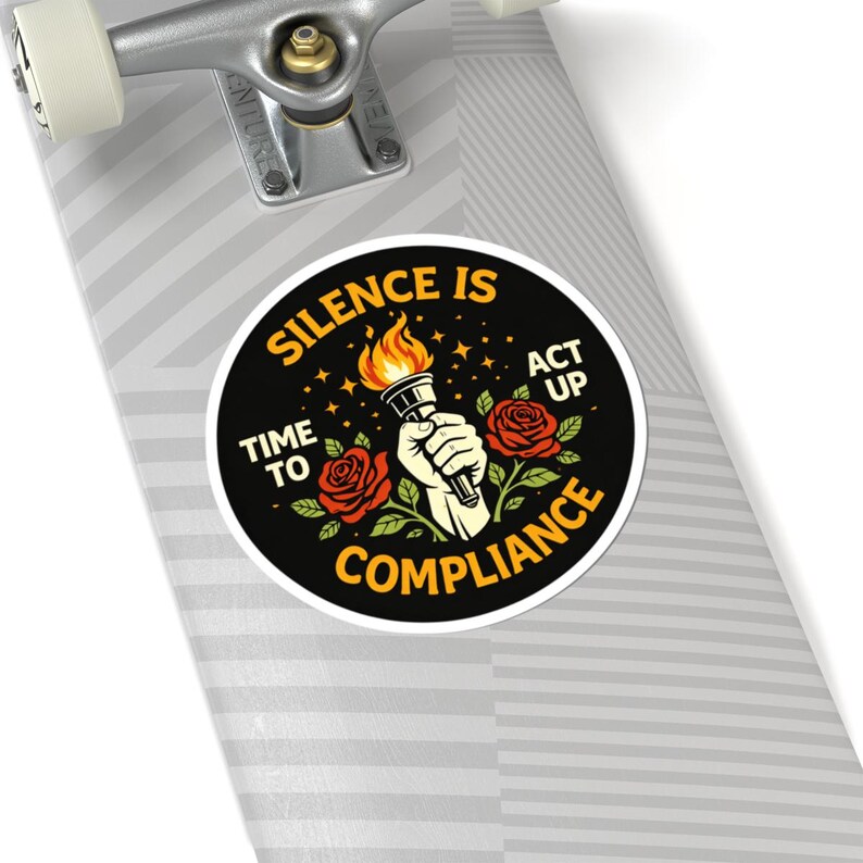 Silence Is Compliance Sticker | Activist Protest Decal | Political Awareness Torch & Roses Art | Social Justice Speak Up Movement Sticker image 10