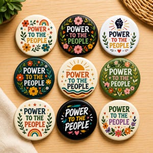 Paquete de botones "Poder para el pueblo" / Pin de protesta política anti-Trump / Insignia de resistencia liberal / Regalo para activistas (EE. UU.)