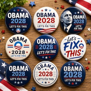 Obama 2028-knapp | FDT Anti-Trump-knapp | Protestdemonstration F*ck Trump-nål | Anti-MAGA demokrat liberal gåva | Politisk kampanjknapp
