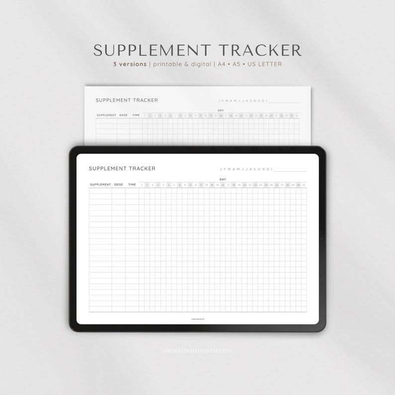 Supplement Sheet.pdf Supplement Tracker Printable, Monthly Supplement Log, Vitamin Tracker ...