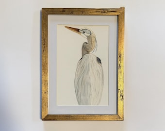 Blue Heron Watercolor Art Print – Coastal Bird Illustration (4x6 inches)