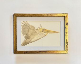 Brown Pelican Watercolor Art Print – Coastal Bird Illustration (4x6 inches)