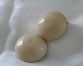 Beige Faceted Clip On Earrings