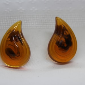 Rootbeer Lucite Tear Drop Post Earrings